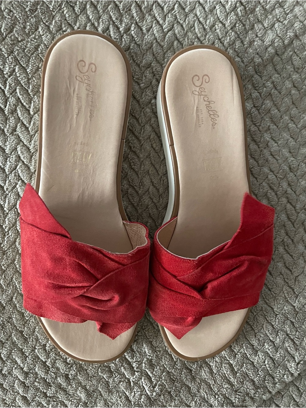 Seychelles Red Suede Slide Sandals